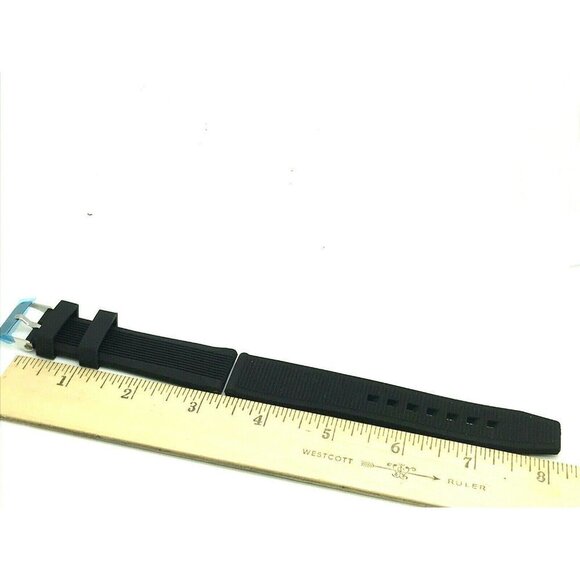 Men's Watch Band Replacement Black Rubber Strap 22mm Lug Silver Tone Buckle 8'' - Picture 6 of 7